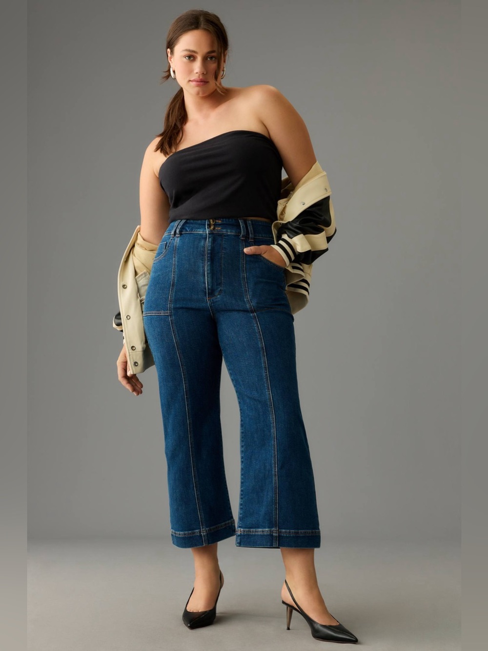 Pilcro The Skipper Seamed High-Rise Crop Wide-Leg Jeans $148 Size 27 (sold out) - Picture 6 of 12